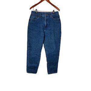 LL bean womans size 14 red fleece lined insulateddenim jeans warm cozy winter